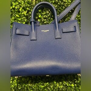 SAINT LAURENT BLUE SAC DE JOUR TOTE BAG